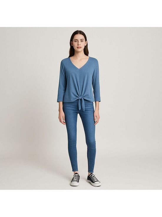 Eddie Bauer Tops - Eddie Bauer Blue Three Quarter Sleeve Top Women's Small Petite